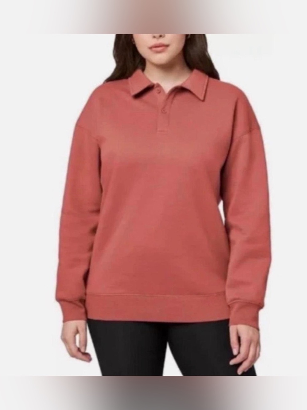 NEW Mondetta Ladies' S Collared Fleece Pullover Sweatshirt red